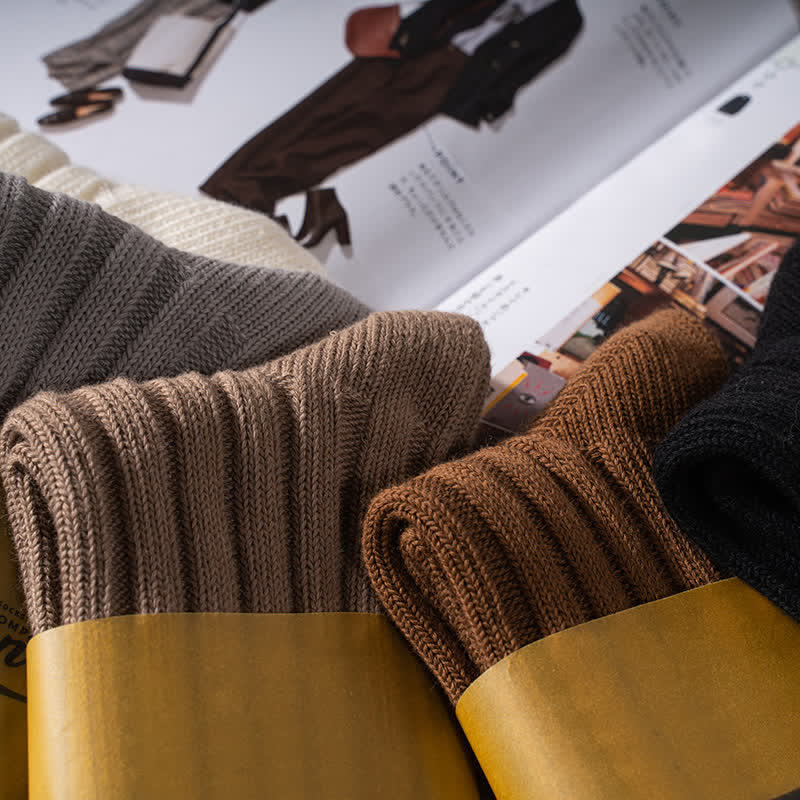 Men's Finely Ribbed Solid Color Cotton Socks - Image 4