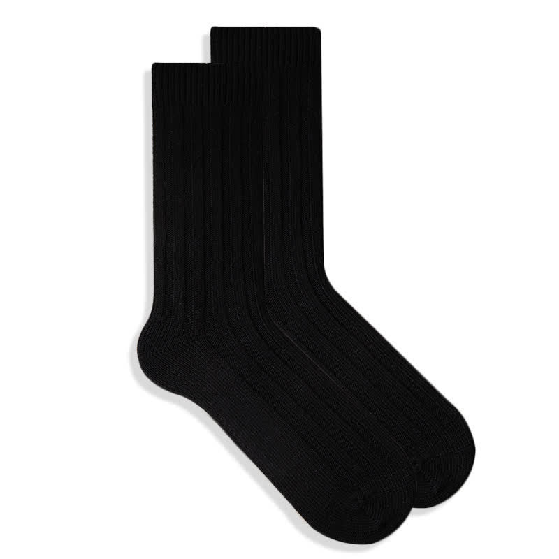 Men's Finely Ribbed Solid Color Cotton Socks - Image 5
