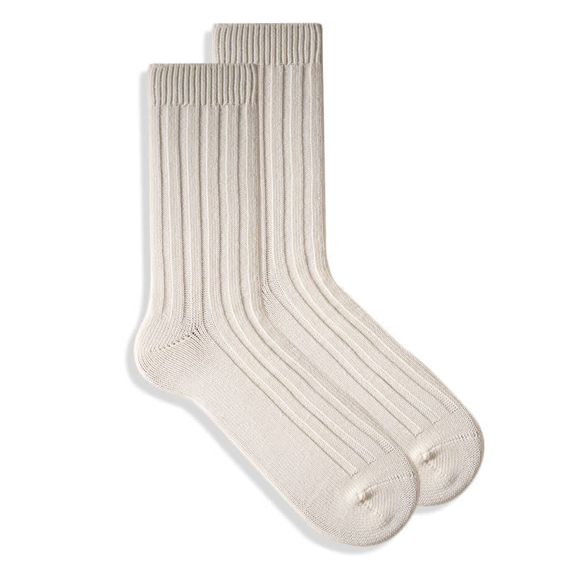 Men's Finely Ribbed Solid Color Cotton Socks - Image 6