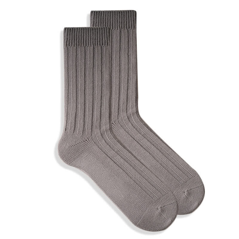 Men's Finely Ribbed Solid Color Cotton Socks - Image 7