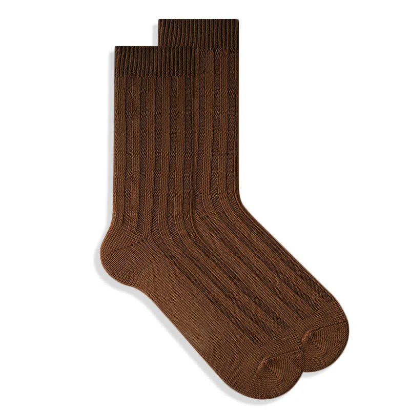 Men's Finely Ribbed Solid Color Cotton Socks - Image 8