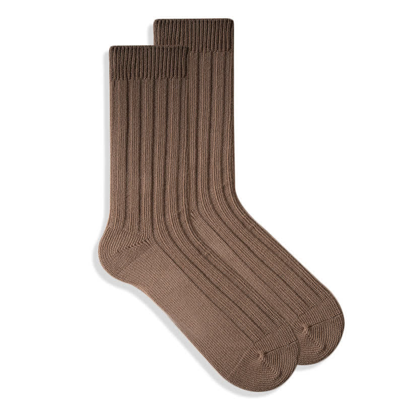 Men's Finely Ribbed Solid Color Cotton Socks - Image 9