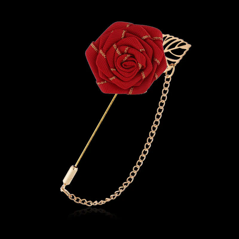 Men's Floral Camellia Chain Brooch - Image 2