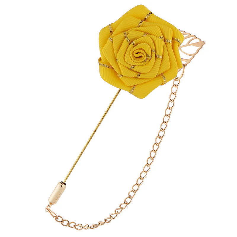Men's Floral Camellia Chain Brooch - Image 4