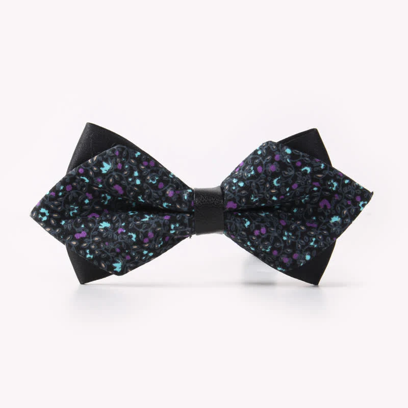 Men's Floral Double Layers Pointed Cotton Bow Tie - Image 28