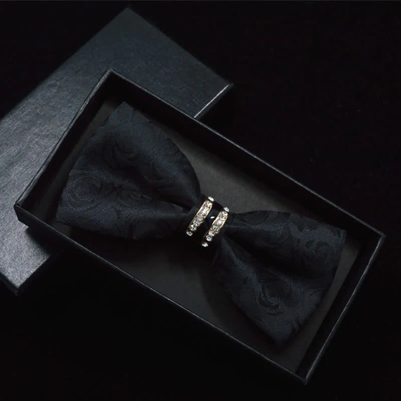 Men's Floral Paisley Striped Rhinestone Bow Tie - Image 9