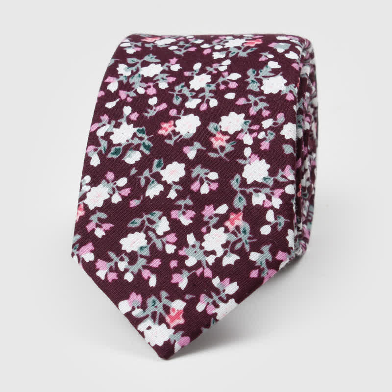Men's Floral Printed Cotton Necktie - Image 6