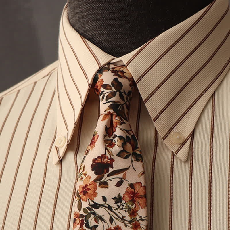 Men's Floral Printed Formal Dress Shirt Necktie - Image 10