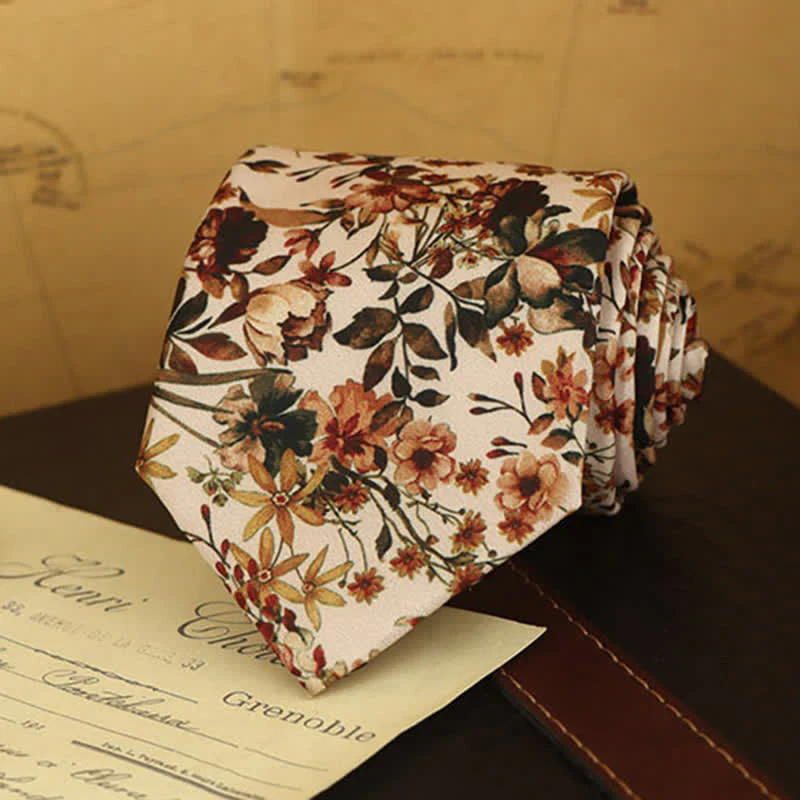 Men's Floral Printed Formal Dress Shirt Necktie - Image 11