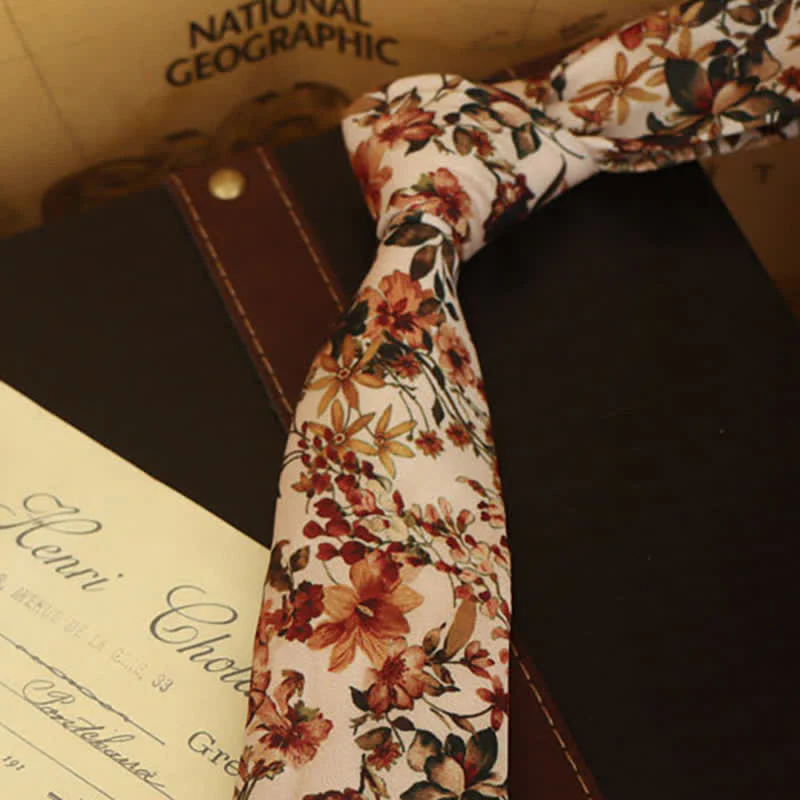 Men's Floral Printed Formal Dress Shirt Necktie - Image 12