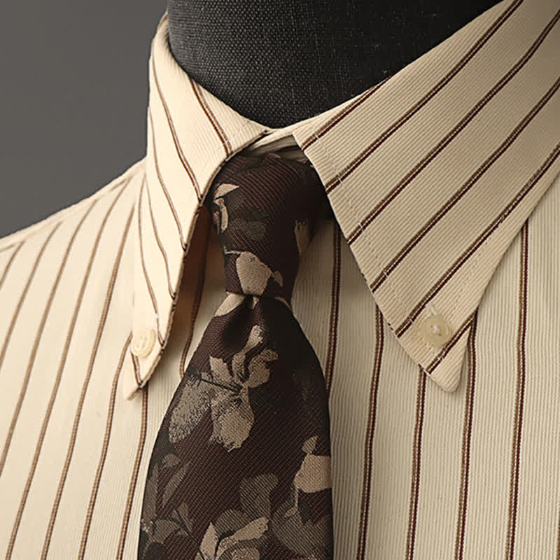 Men's Floral Printed Formal Dress Shirt Necktie - Image 13