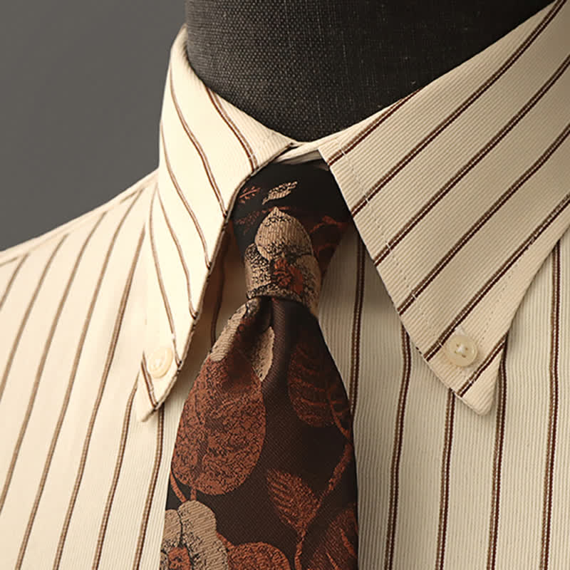 Men's Floral Printed Formal Dress Shirt Necktie - Image 19