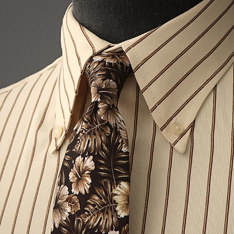 Men's Floral Printed Formal Dress Shirt Necktie - Image 22
