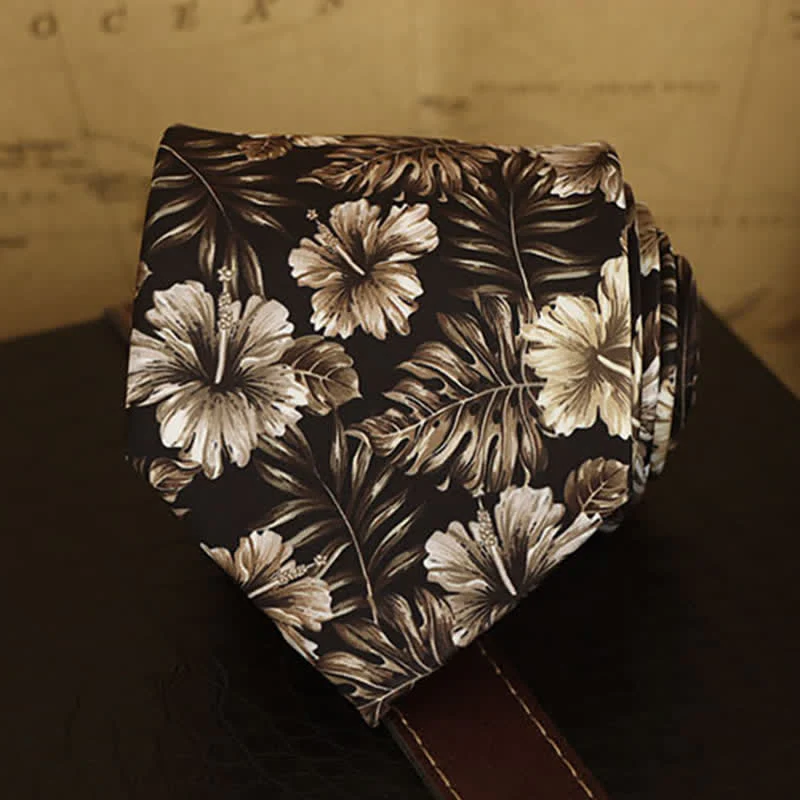 Men's Floral Printed Formal Dress Shirt Necktie - Image 23
