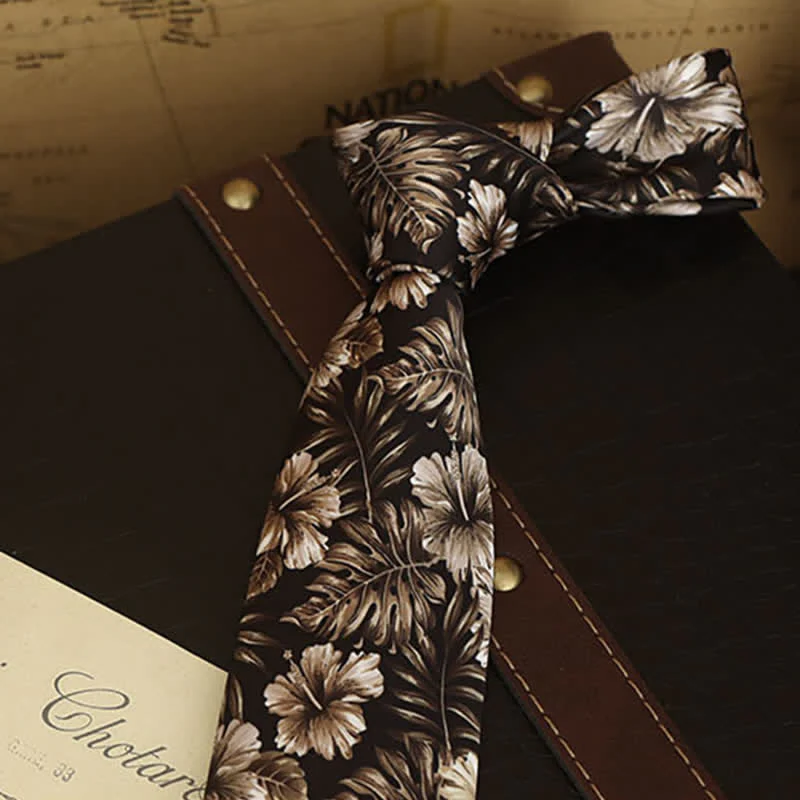 Men's Floral Printed Formal Dress Shirt Necktie - Image 24
