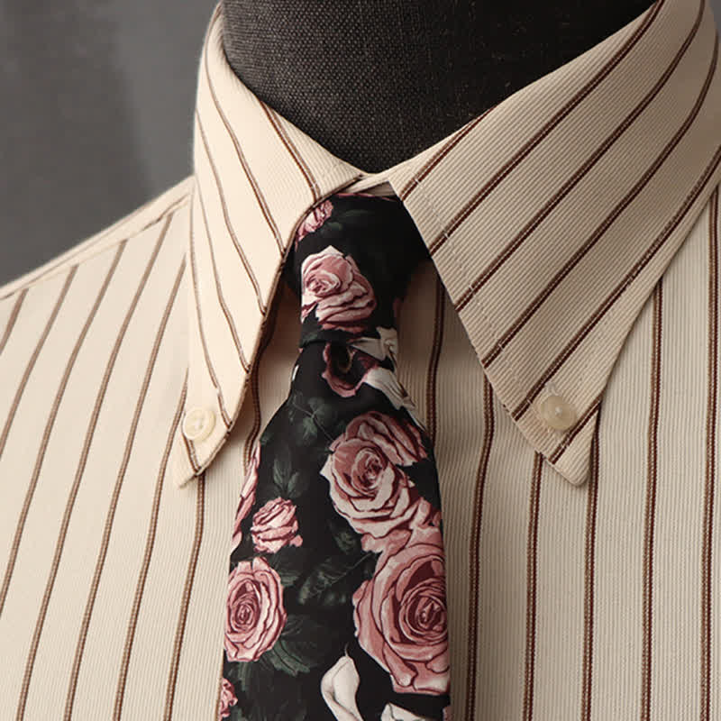 Men's Floral Printed Formal Dress Shirt Necktie - Image 7