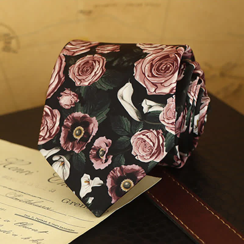 Men's Floral Printed Formal Dress Shirt Necktie - Image 8