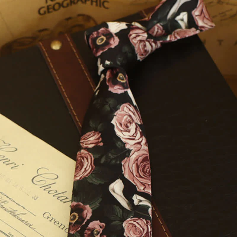 Men's Floral Printed Formal Dress Shirt Necktie - Image 9