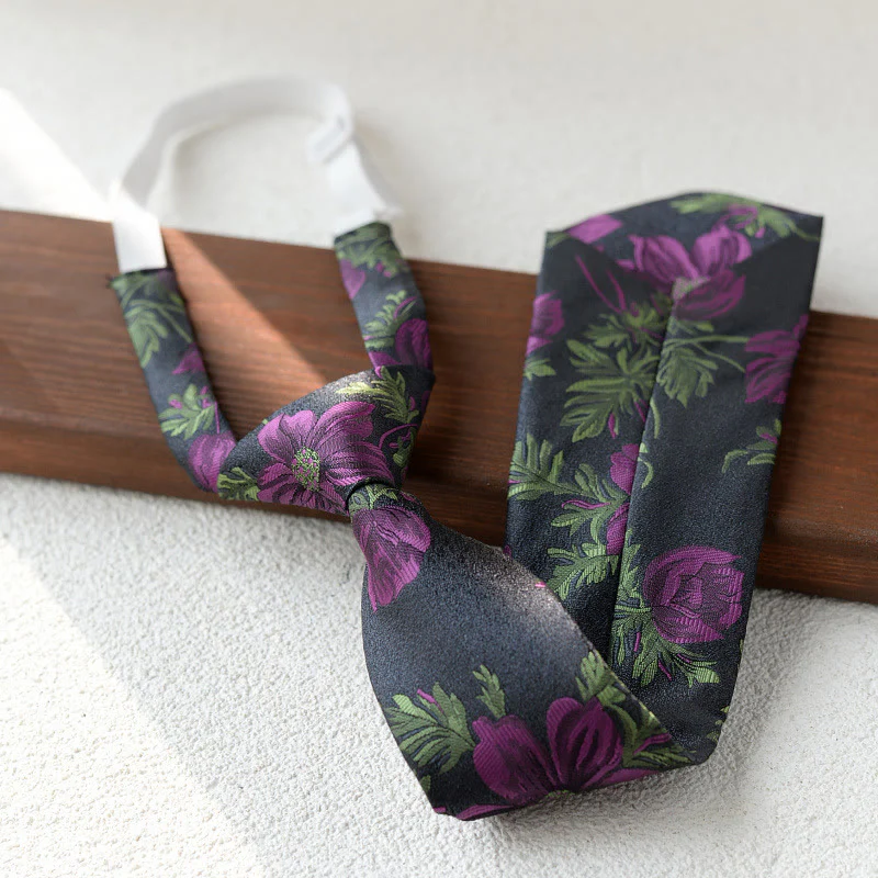 Men's Floral Printed Pre-tie Necktie For Suit - Image 3