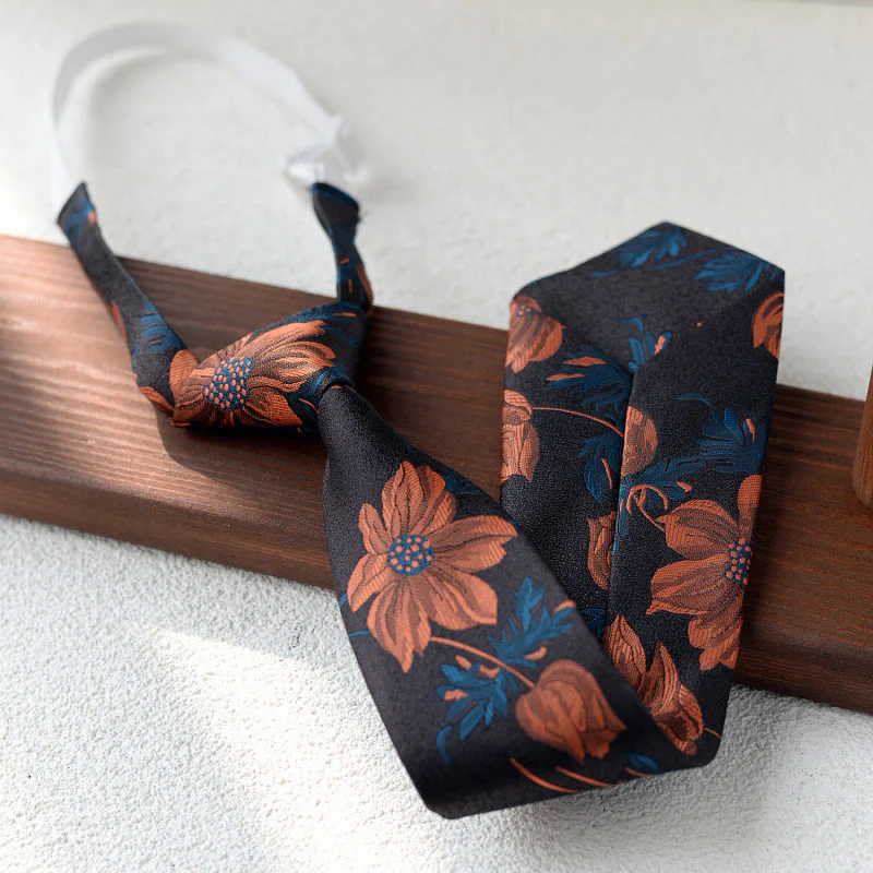 Men's Floral Printed Pre-tie Necktie For Suit - Image 8