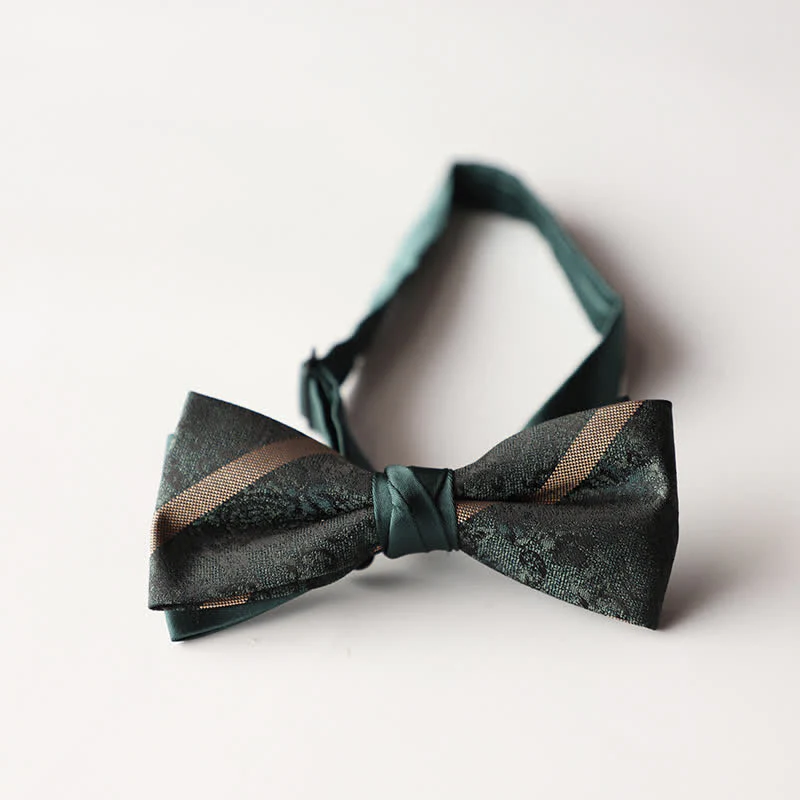 Men's Floral Striped Jacquard Woven Double Layers Bow Tie - Image 11