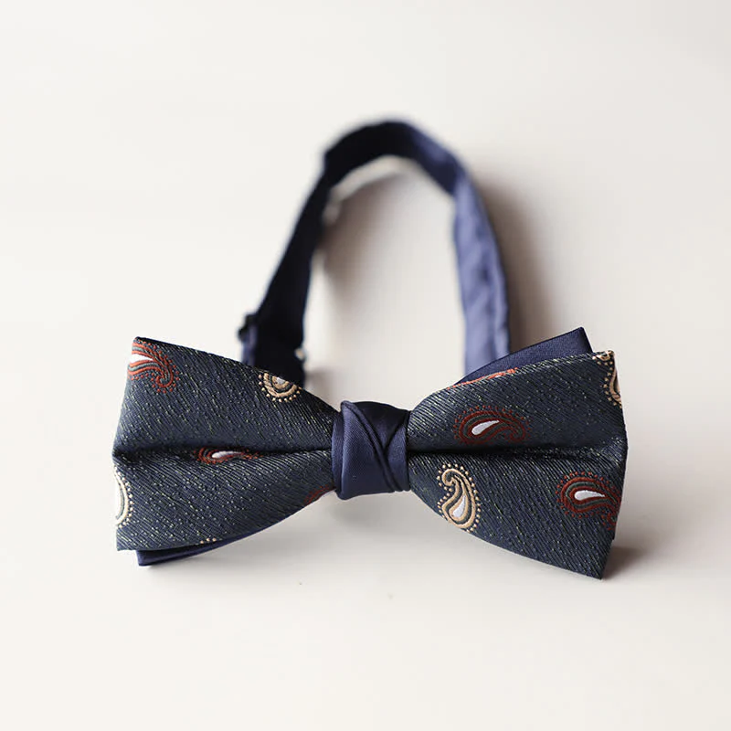 Men's Floral Striped Jacquard Woven Double Layers Bow Tie - Image 17