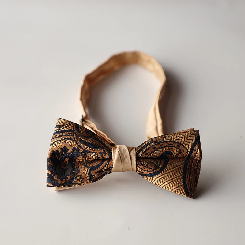 Men's Floral Striped Jacquard Woven Double Layers Bow Tie - Image 21