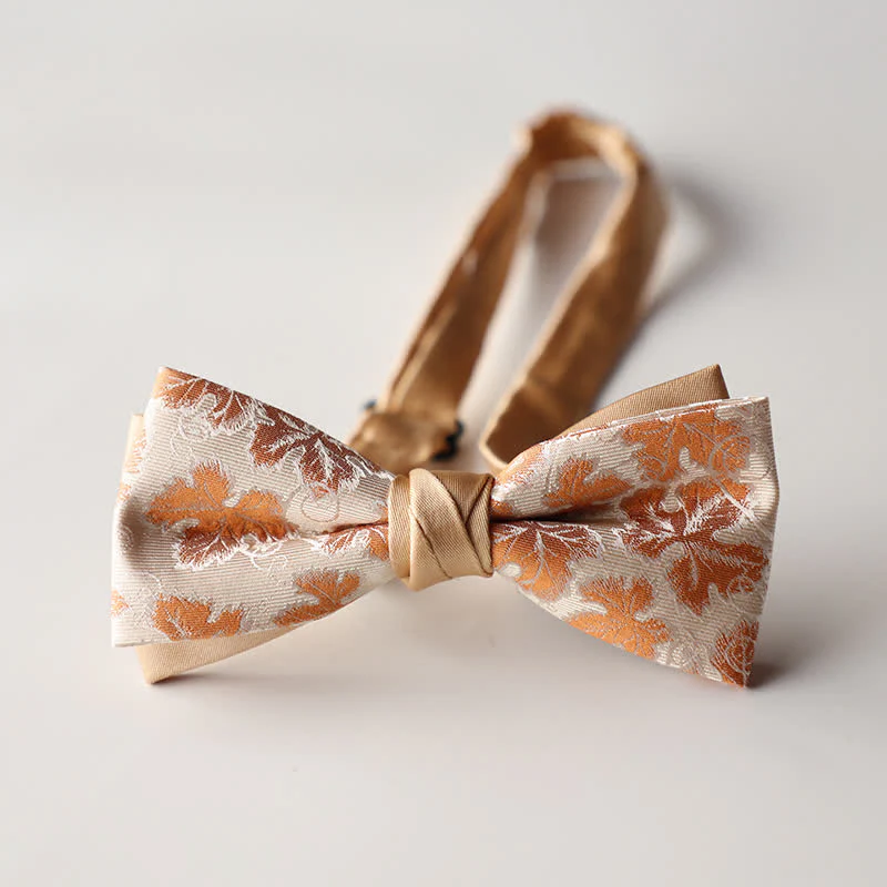 Men's Floral Striped Jacquard Woven Double Layers Bow Tie - Image 25