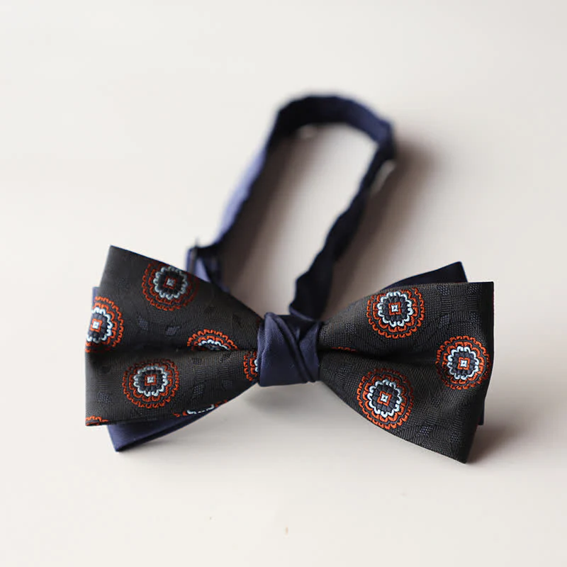 Men's Floral Striped Jacquard Woven Double Layers Bow Tie - Image 27