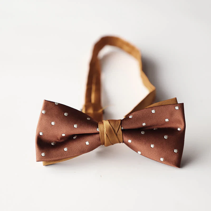 Men's Floral Striped Jacquard Woven Double Layers Bow Tie - Image 5