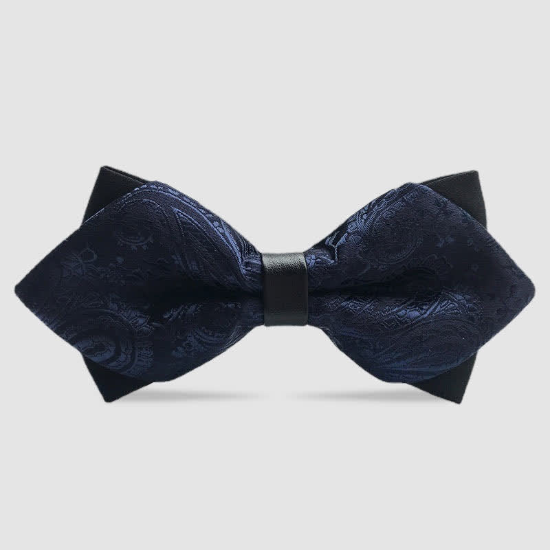 Men's Flower Paisley Double-layer Pointed Bow Tie - Image 13