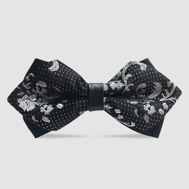 Men's Flower Paisley Double-layer Pointed Bow Tie - Image 4