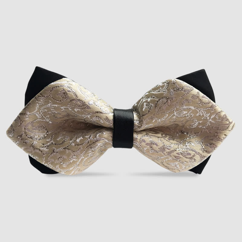 Men's Flower Paisley Double-layer Pointed Bow Tie - Image 5
