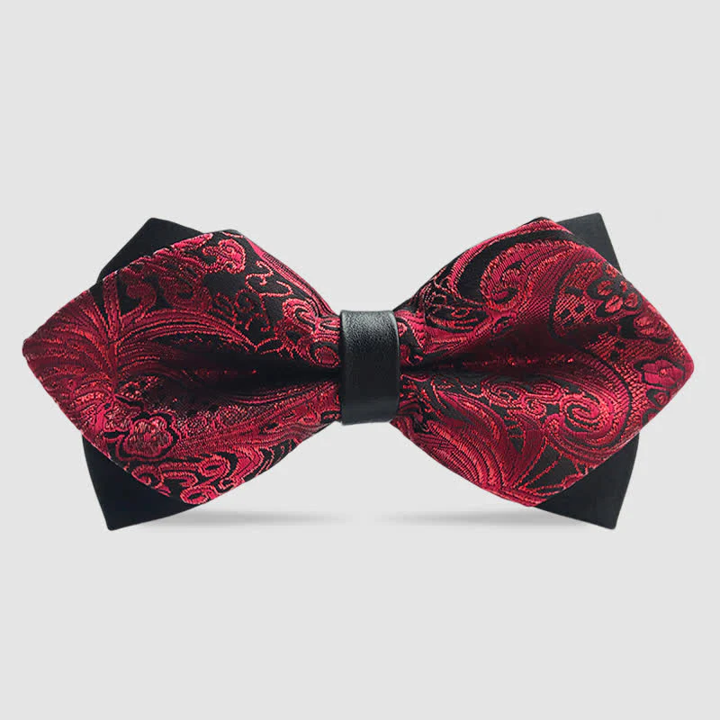 Men's Flower Paisley Double-layer Pointed Bow Tie - Image 7