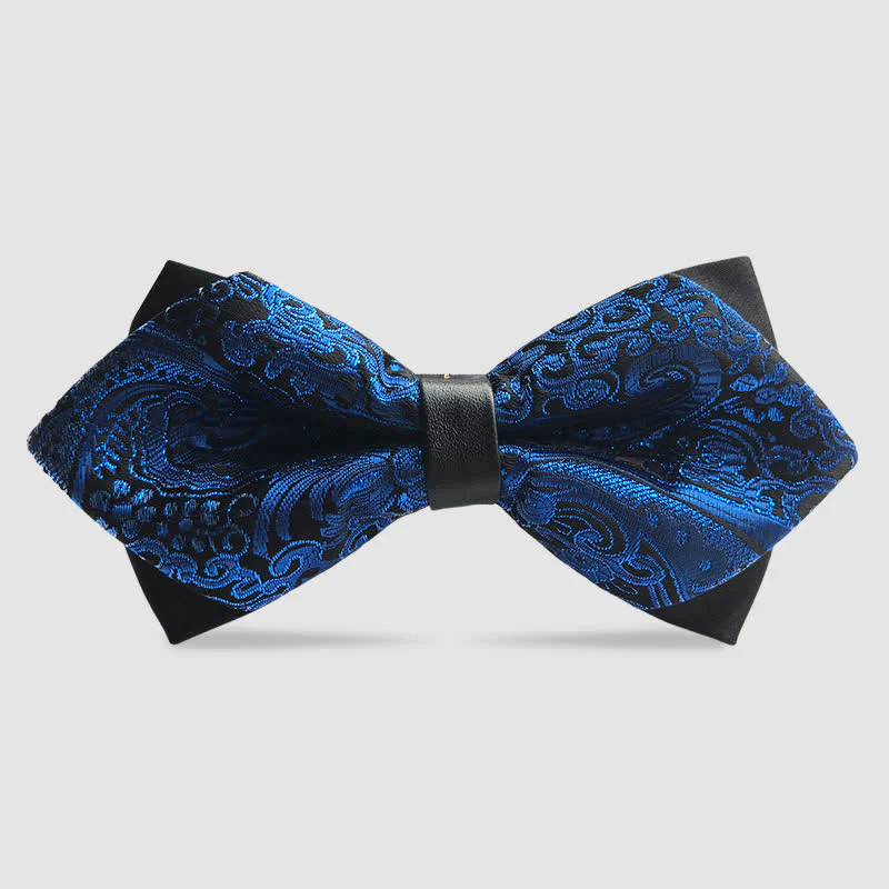 Men's Flower Paisley Double-layer Pointed Bow Tie - Image 9