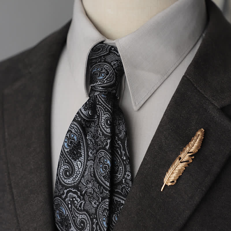 Men's Flower Striped Paisley Pure Silk Necktie - Image 15
