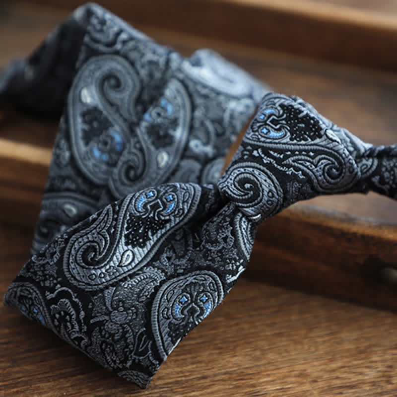 Men's Flower Striped Paisley Pure Silk Necktie - Image 17