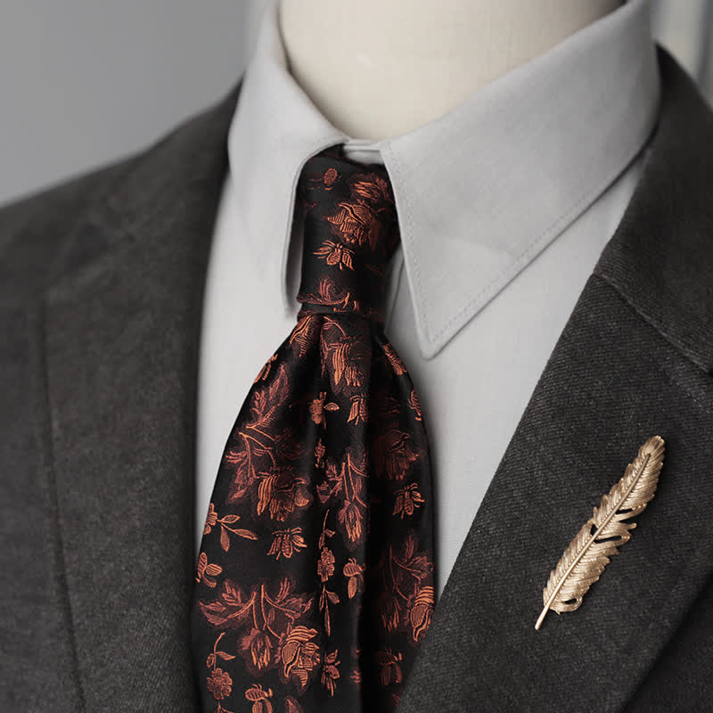Men's Flower Striped Paisley Pure Silk Necktie - Image 18