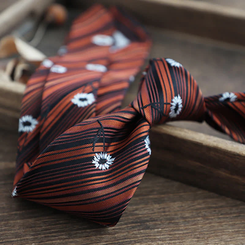 Men's Flower Striped Paisley Pure Silk Necktie - Image 2