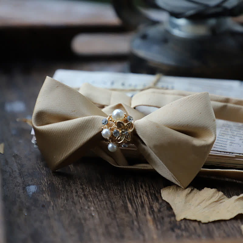 Men's Flowers Pearl Satin Bow Tie - Image 10