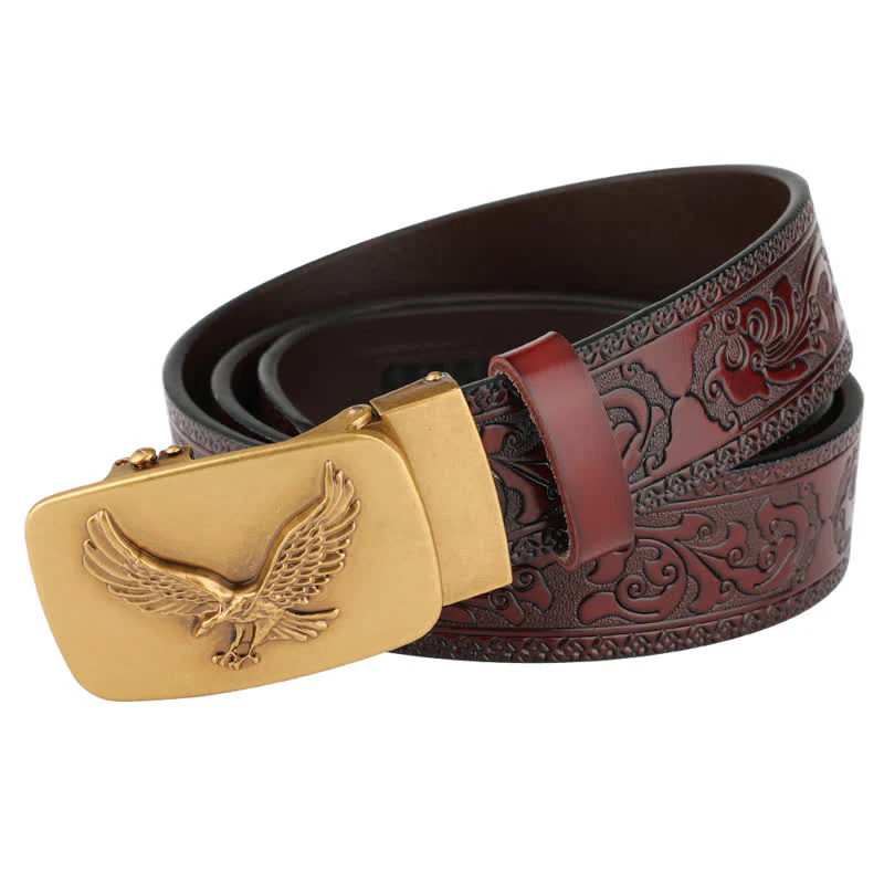 Men's Flying Eagle Automatic Buckle Embossing Leather Belt - Image 9