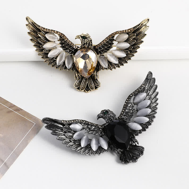 Men's Flying Hawk Gem Brooch - Image 2