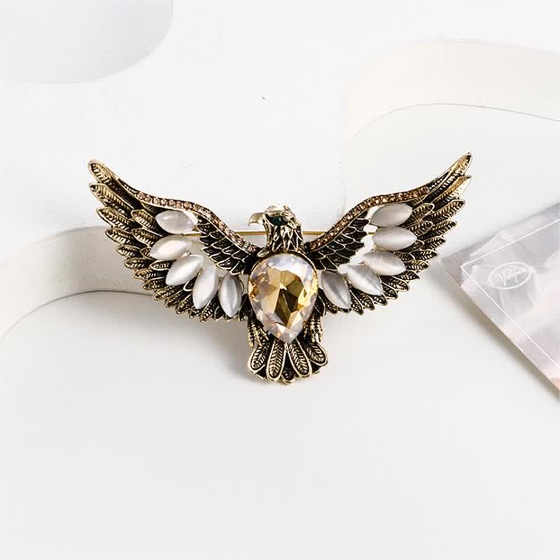 Men's Flying Hawk Gem Brooch - Image 4