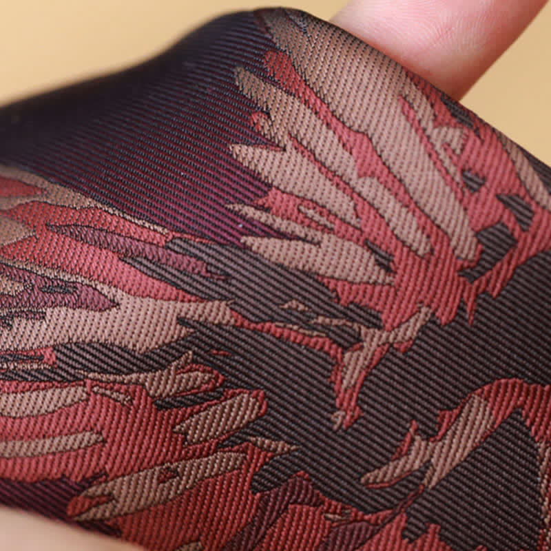 Men's Flying Phoenix Pattern Burgundy Necktie - Image 3