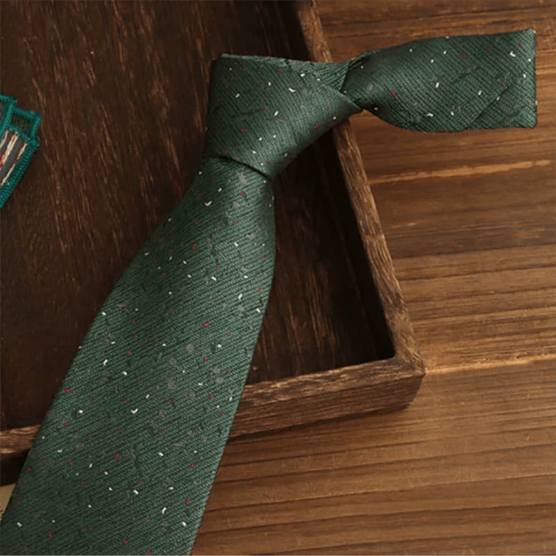 Men's Forest Green Multi-colored Dots Necktie - Image 2