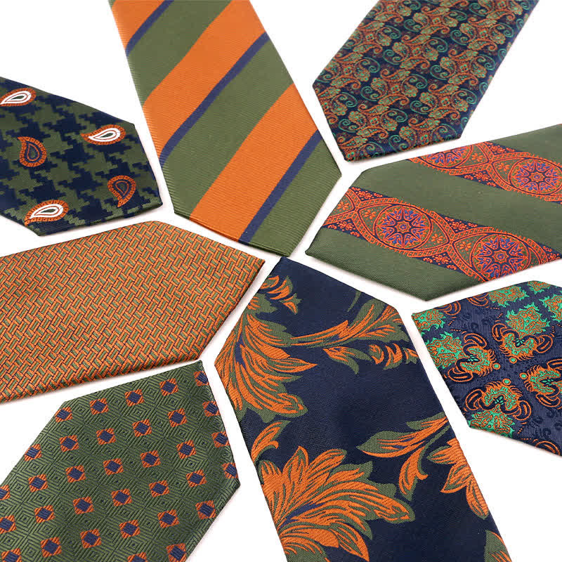 Men's Forest Green Orange Series Necktie - Image 2