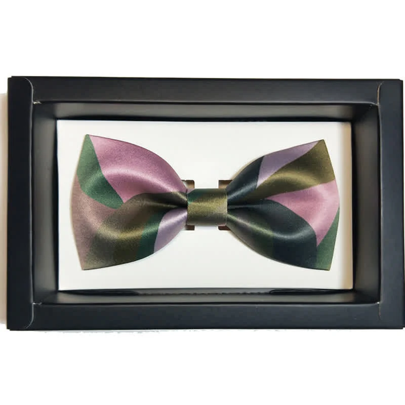 Men's Forest Green & Pink Double Layered Bow Tie - Image 4