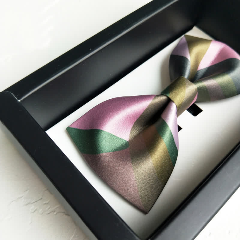 Men's Forest Green & Pink Double Layered Bow Tie - Image 5