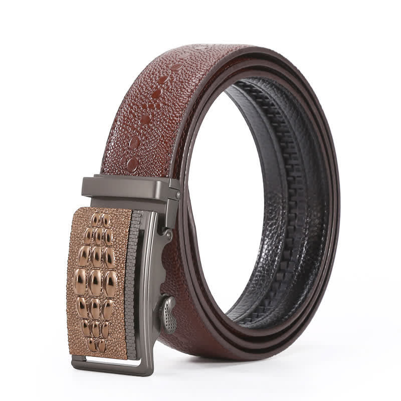 Men's Formal Crocodile Pattern Automatic Buckle Leather Belt - Image 3