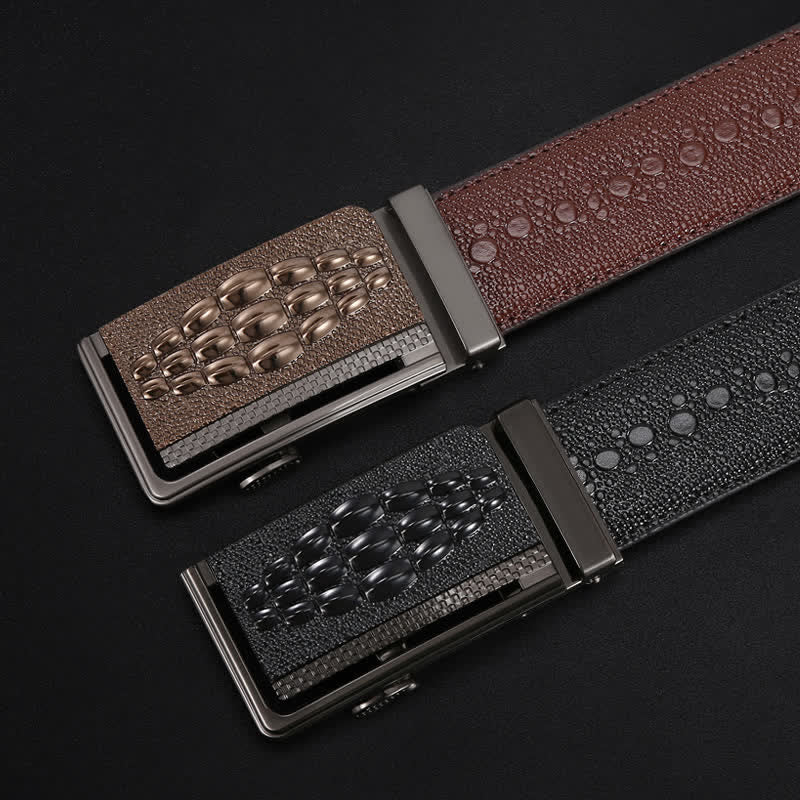 Men's Formal Crocodile Pattern Automatic Buckle Leather Belt - Image 4